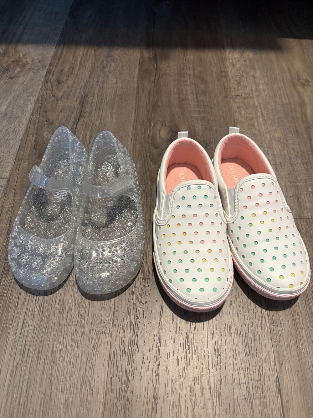 Old Navy Kids' White Slip-On Sneakers with Rainbow Dots